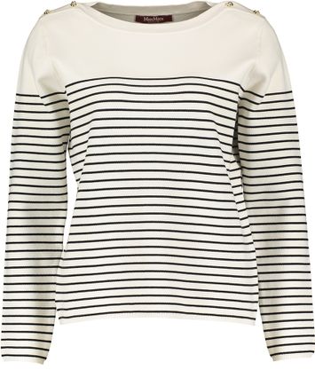 Ecru geestreepte pulll met goudkleurige sierknopen Papilla Max Mara Studio