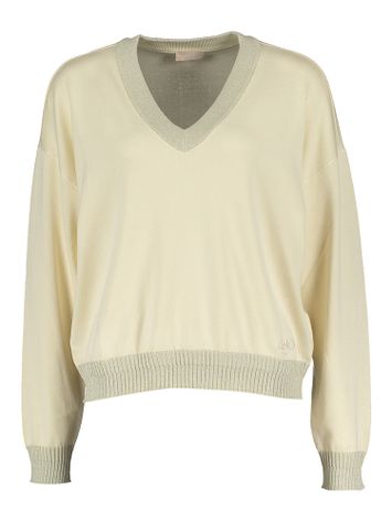 Beige trui met v-hals met glitter Lui Jo Sport