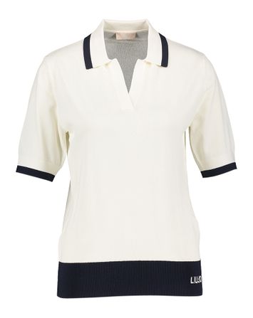 Ecru polo met donkerblauwe band Liu Jo
