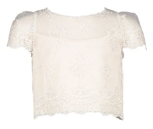 Linea Raffaelli Witte doorschijnende blouse met kanten detail
