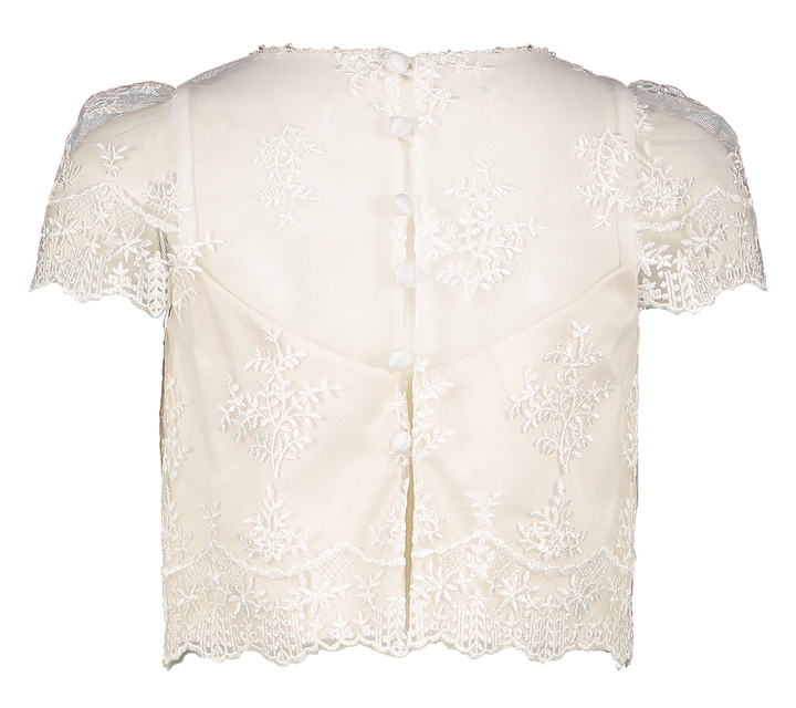 Witte doorschijnende blouse met kanten detail Linea Raffaelli