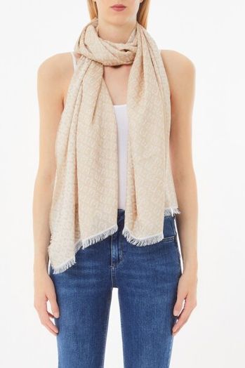Beige sjaal met logo Liu Jo