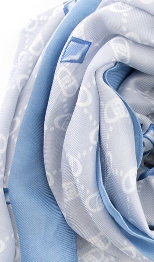 Blauwe sjaal met merklogo Liu Jo 