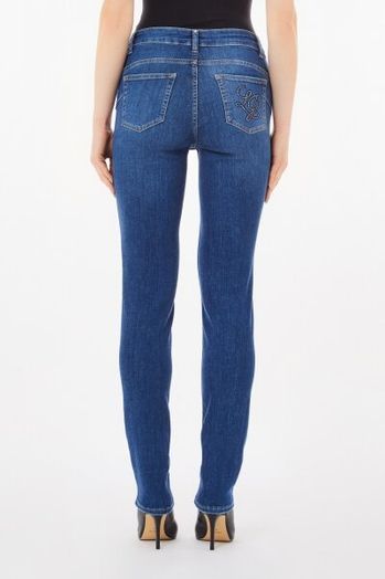 Donkerblauwe slim fit met strass op de achterzak jeans Liu Jo 