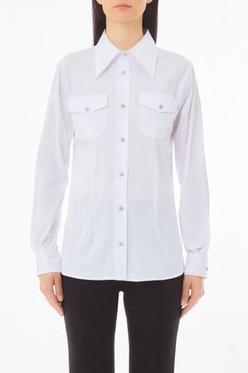 Witte blouse met zilverkleurige knopen met strass Liu Jo