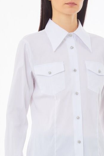 Witte blouse met zilverkleurige knopen met strass Liu Jo