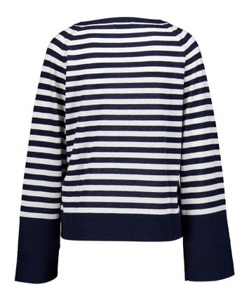 Blauw met wit gestreepte pull met ronde hals met gouden knoop Lui Jo 