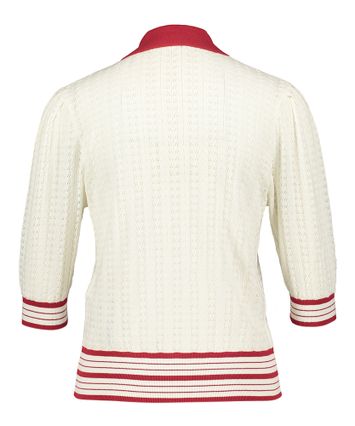 Beige trui met rode details en sierlijke knopen Lui Jo Sport 