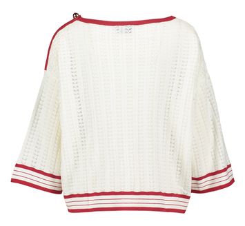 Beige trui met ronde hals en rode details Lui Jo