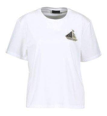 Witte katoenen t-shirt met strass Liu Jo