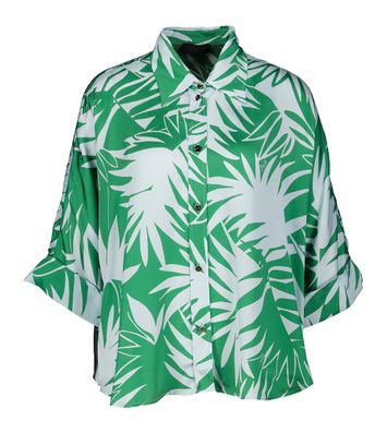 Witte soepelvallende bloes met groene bloemenprint Liu Jo