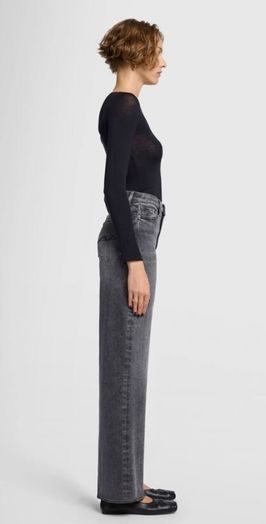 Donkergrijze wide leg fit met hoge taille For All Mankind