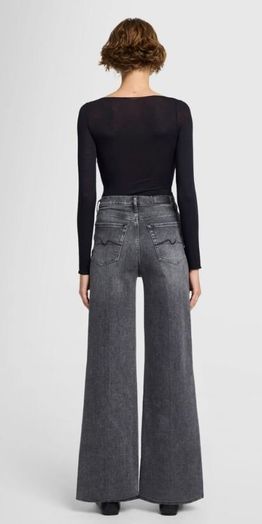 Donkergrijze wide leg fit met hoge taille For All Mankind