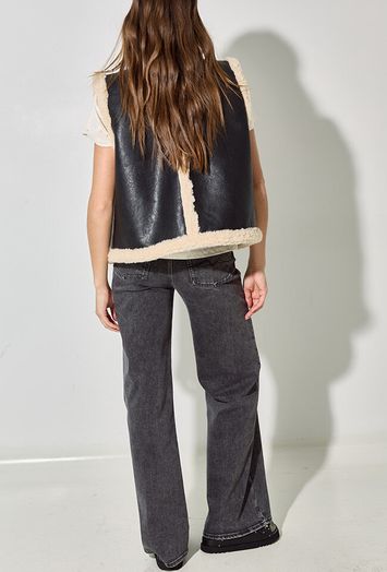 Donkergrijze wide leg fit met hoge taille For All Mankind