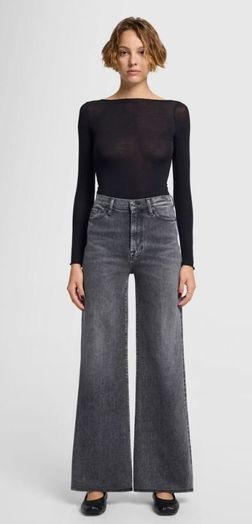 Donkergrijze wide leg fit met hoge taille For All Mankind