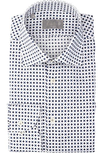 Wit hemd met blauw bolletjes motief Minimal Print Fakts