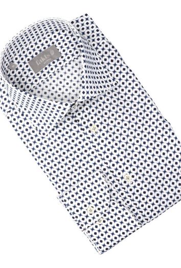 Wit hemd met blauw bolletjes motief Minimal Print Fakts