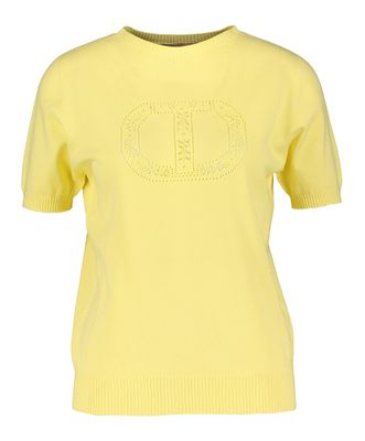 Gele trui met gehaakt merklogo Twinset