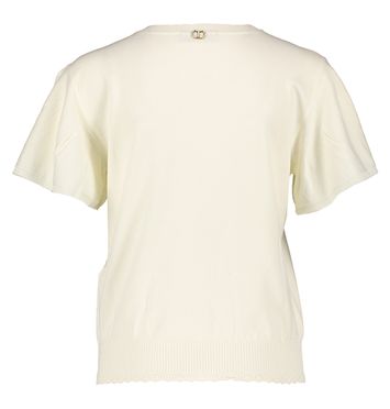 Ecru pull met ronde hals en korte mouwen Twinset