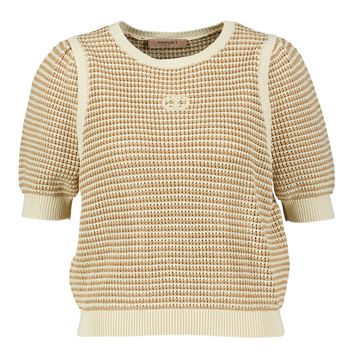 Beige gehaakte trui met strepen Twinset