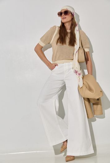 Beige gehaakte trui met strepen Twinset