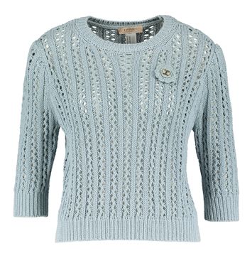 Blauwkleurige gehaakte pull met ronde hals Twinset
