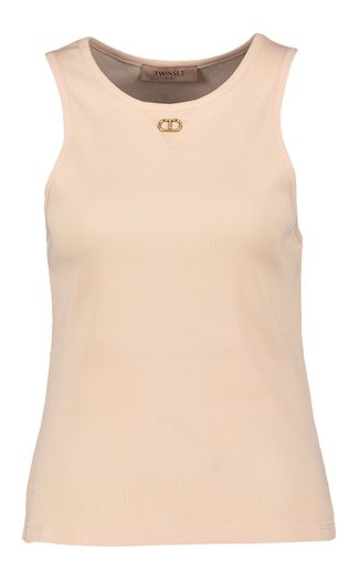 Licht roze top met merklogo Twinset