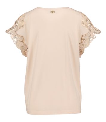 Roze T-shirt met kant afgewerkt Twinset Milano