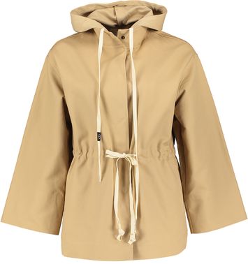 Licht camel kleurige korte trenchcoat met kap Twinset
