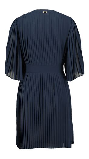 Donkerblauwe jurk met plissee Twinset