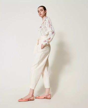 Ecru lange broek Twinset  