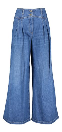 Blauwe wijde jeans met bandplooi Twinset