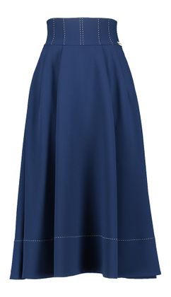 Elisabetta Franchi Donkerblauwe A-lijn rok met wit detail