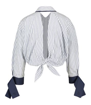 Blauw en wit gestreepte cropped blouse Elisabetta Franchi