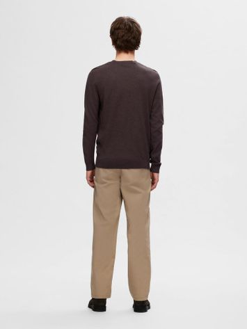 Bruine trui met ronde hals Selected Hommes