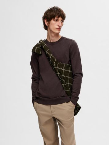 Bruine trui met ronde hals Selected Hommes