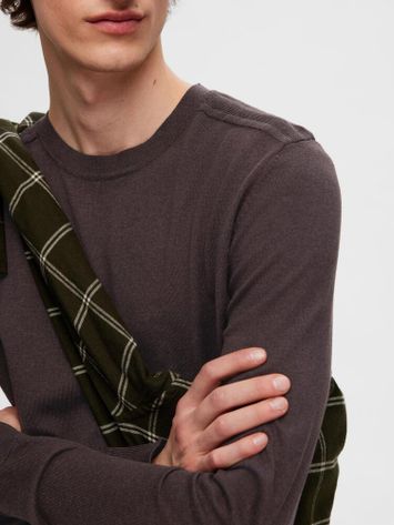 Bruine trui met ronde hals Selected Hommes