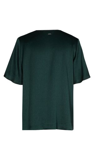 Donkergroene soepelvallende bloes met korte mouw Hollow Xandres