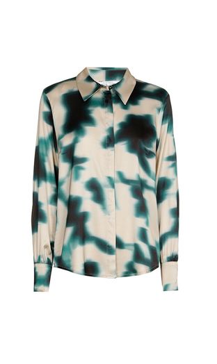 Beige blouse met groene abstracte print Himior Xandres