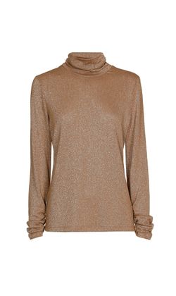 Xandres Goudkleurige t-shirt met opstaande kraag Hildane