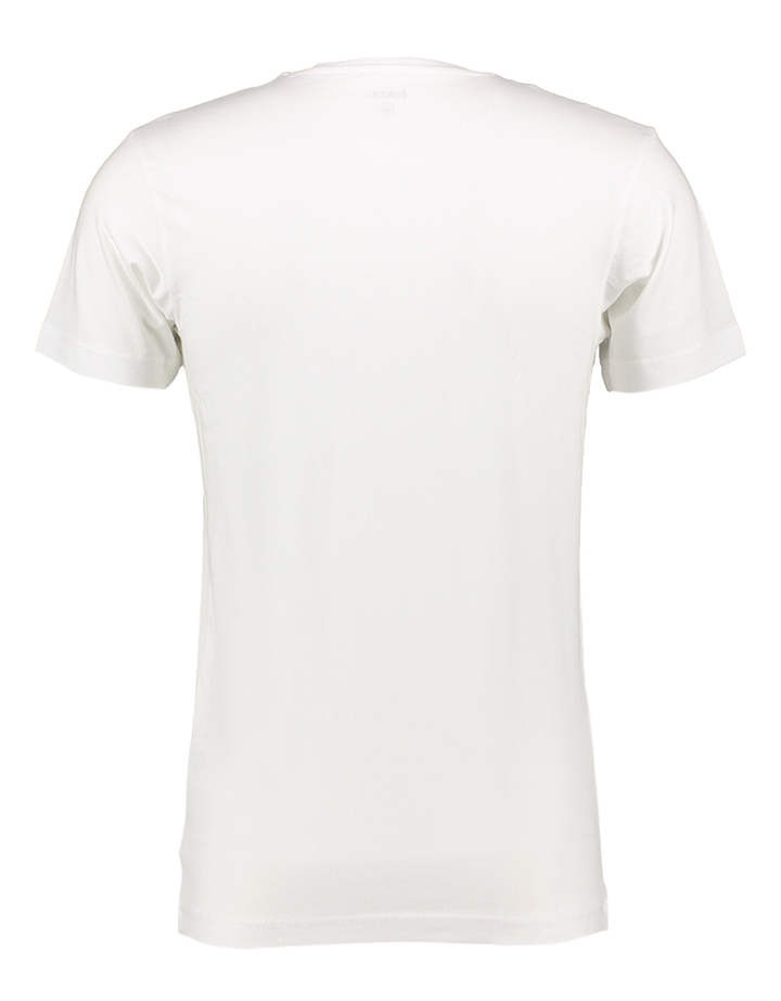 Witte katoen t-shirt met v-hals en korte mouwen Fakts 