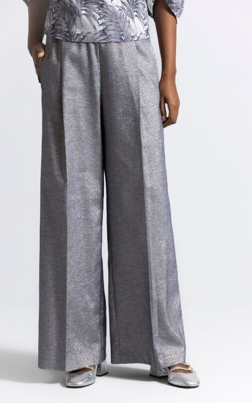 Zilver kleurige wijde broek met bandplooi Roche Gigue