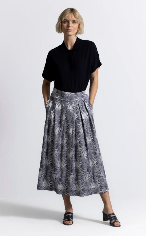 Grijze lange rok met bloemenprint Tobio Gigue