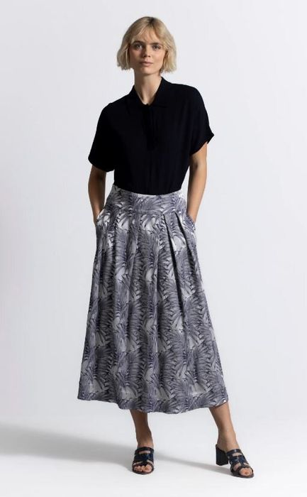 Grijze lange rok met bloemenprint Tobio Gigue