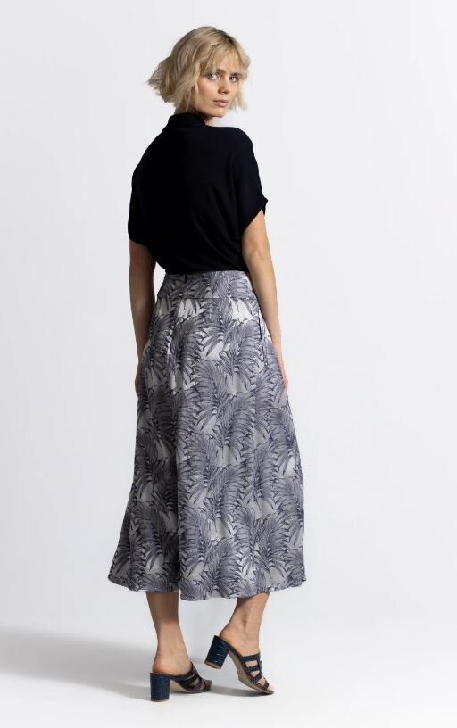 Grijze lange rok met bloemenprint Tobio Gigue