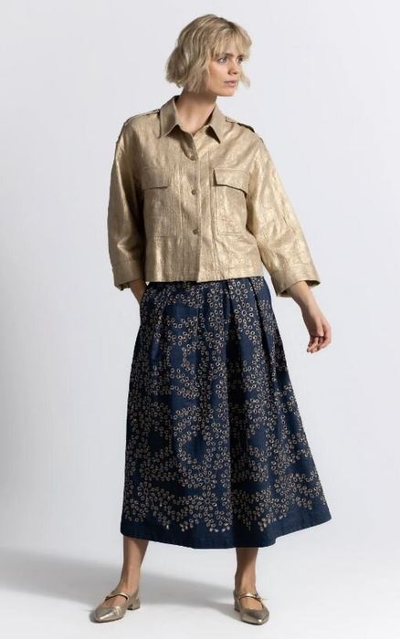 Jeansblauwe rok met motief Tabia Gigue