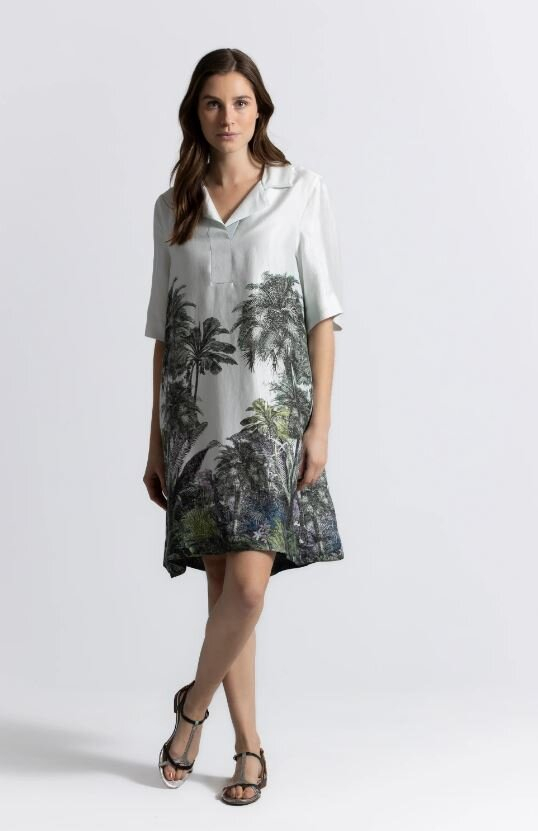 Lichtblauw kleed met print Kasia Gigue