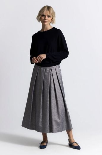 Donkerblauwe pull met gevlochten hals Lena Gigue
