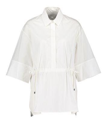 Witte katoenen lange bloes met strop in taille Hannah Gigue