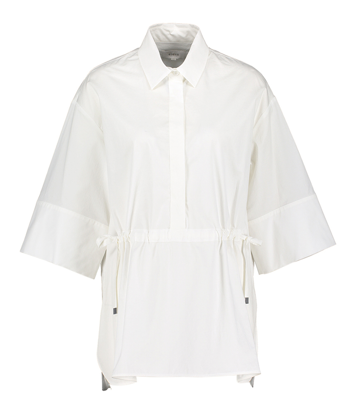 Witte katoenen lange bloes met strop in taille Hannah Gigue